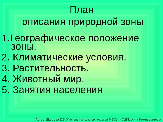 Изучение природных зон 4 класс