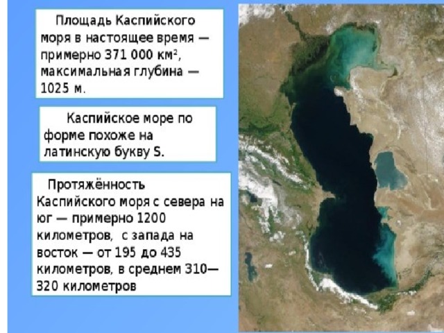 Площадь и максимальная глубина Каспийского моря. Самое глубокое место в Каспийском море.