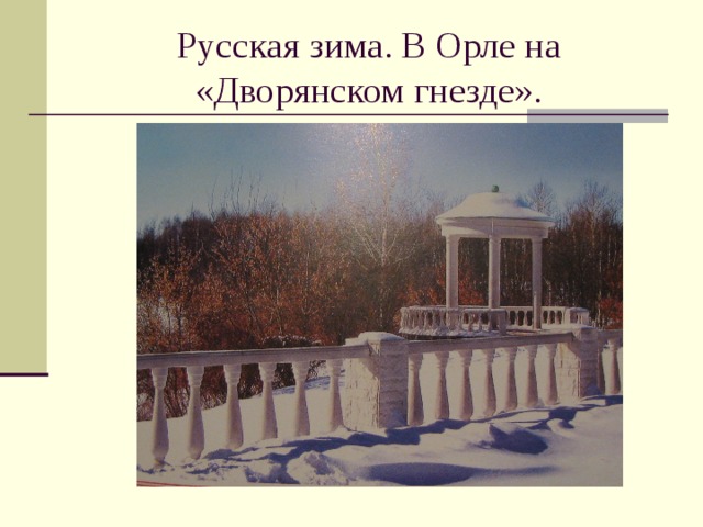 Русская зима. В Орле на «Дворянском гнезде».