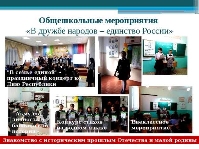 Общешкольные мероприятия   «В дружбе народов – единство России» 