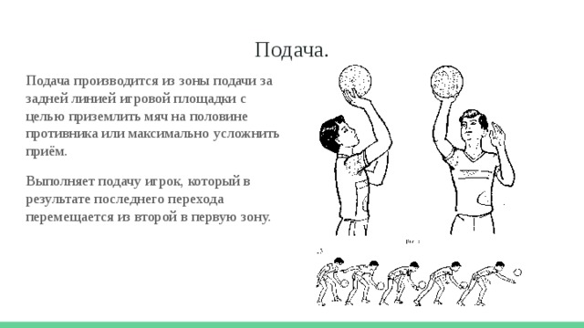 В волейболе подающий игрок подает подачу