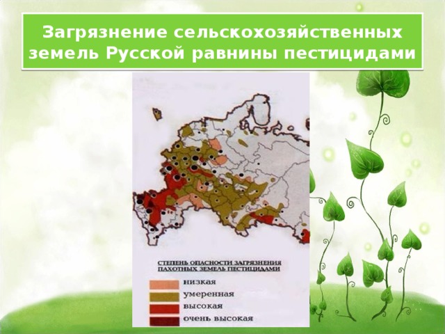 Загрязнение сельскохозяйственных земель Русской равнины пестицидами 