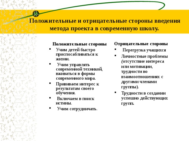 Основные формы презентации результатов проектирования позитивные и негативные стороны