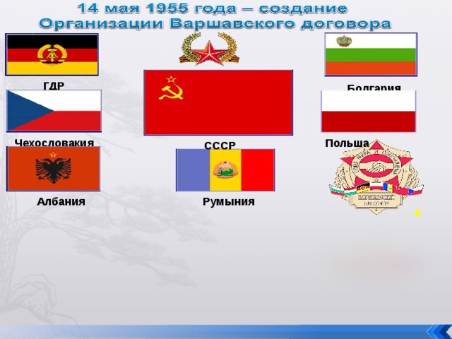 ГДР Болгария Польша Чехословакия СССР Румыния Албания 4  