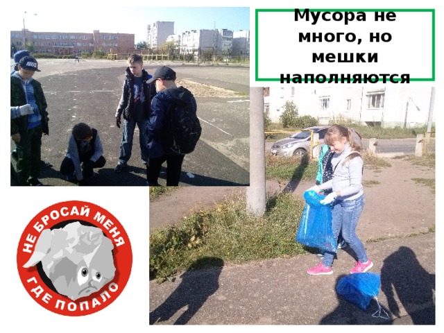 Мусора не много, но мешки наполняются 