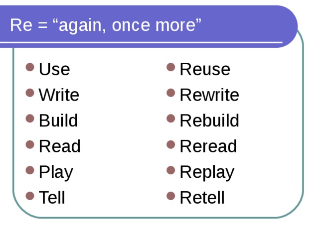Re = “again, once more”