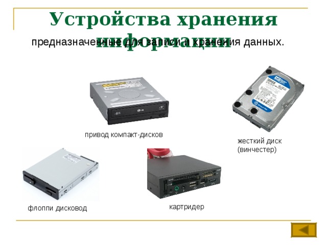 Предназначена для хранения информации