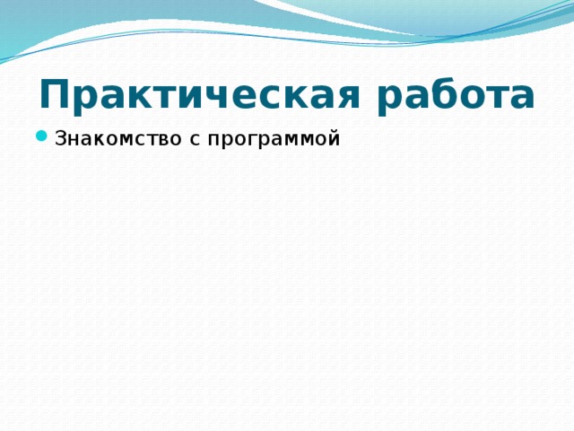 Практическая работа Знакомство с программой 