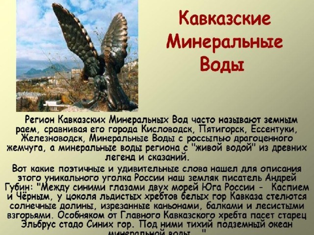 Анализ минеральной воды проект Презентация на тему: "Моё Ставрополье"
