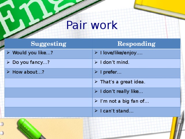 Pairs переводчик. Pair перевод. Pair work. Work in pairs. Making and responding to suggestions.