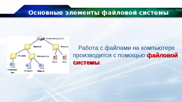 Файловая группа primary. Основные элементы файловой системы. Основные элементы файловой системы компьютера. Основные элементы файловой структуры. Работа с файлами компьютер.