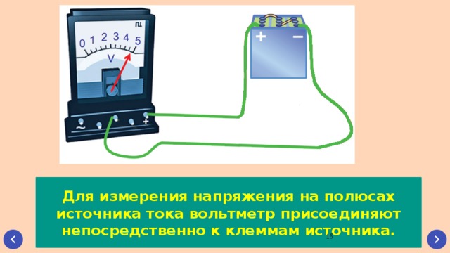 Полюс тока. Измерение напряжения на источнике тока. Вольтметр измеряет напряжение. Вольтметр измеряет напряжение на источнике тока. Измерение напряжения на источнике тока вольтметром.