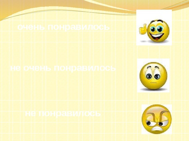 очень понравилось не очень понравилось не понравилось 