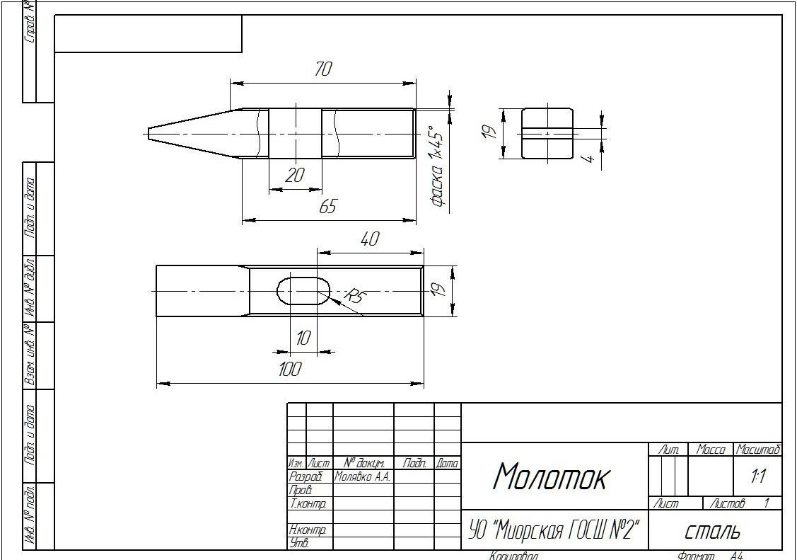 Изготовление слесарного молотка технологическая карта