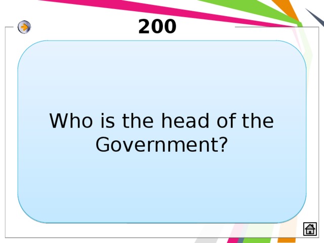 200 Who is the head of the Government? 
