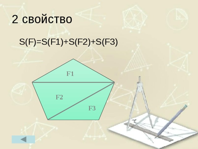 2 свойство  S(F)=S(F1)+S(F2)+S(F3) F1 F2 F3 