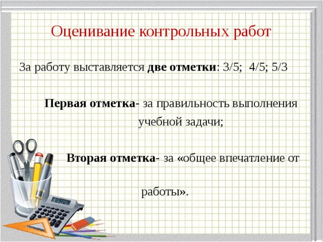 Оценивание контрольной по математике 4 класс