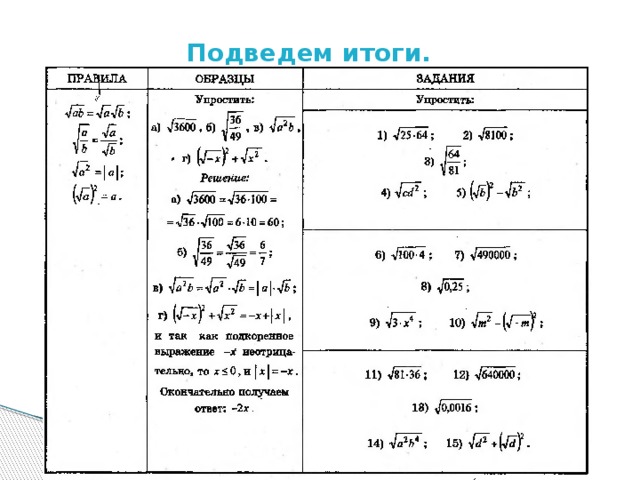 Подведем итоги. 