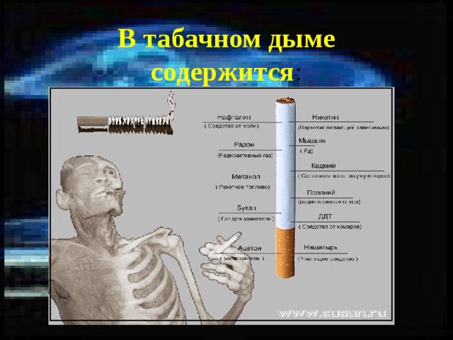 В табачном дыме содержится : 