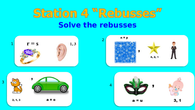 Solve the rebusses 2 1 3 4 