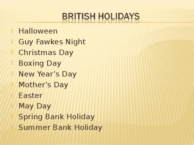 British holidays презентация