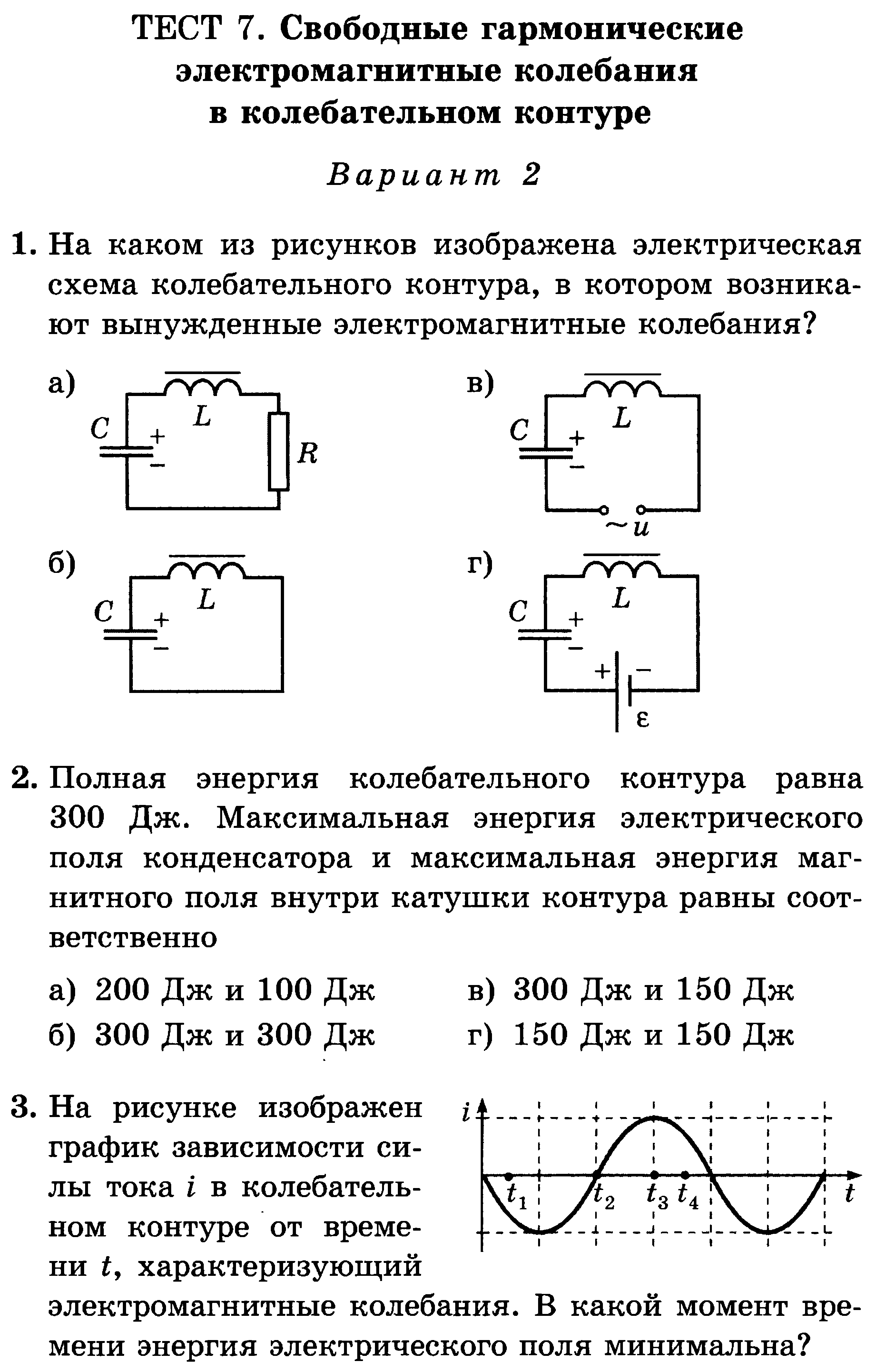 Свободные электромагнитные колебания в колебательном контуре