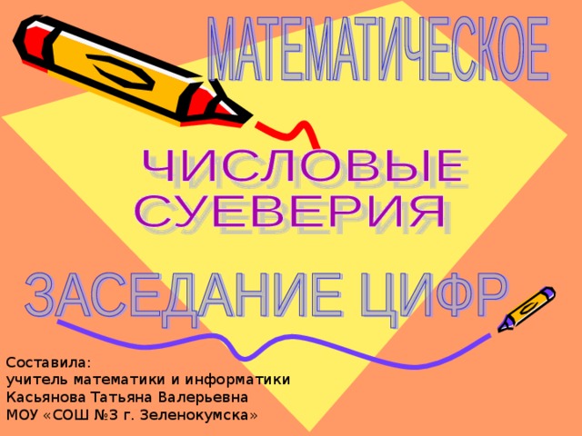 Составила:  учитель математики и информатики Касьянова Татьяна Валерьевна МОУ «СОШ №3 г. Зеленокумска» 