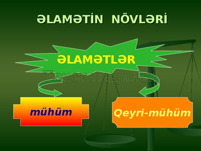   ƏLAMƏTİN NÖVLƏRİ   ƏLAMƏTLƏR mühüm Qeyri-mühüm 