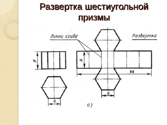 Модель призмы. Развертка шестигранной Призмы черчение. Чертеж развертки поверхностей Призмы. Шестиугольная Призма развертка. Шестигранник Призма развёртка.