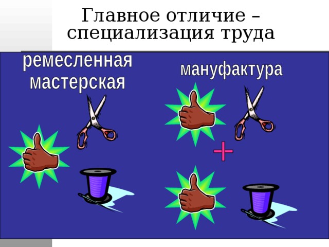 Главное отличие – специализация труда 