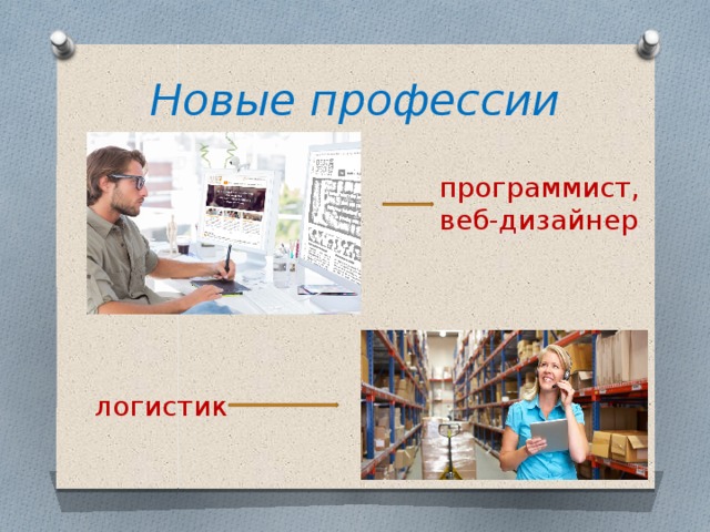 Новые профессии программист, веб-дизайнер логистик 