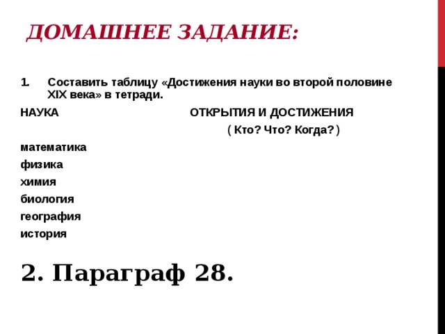 Таблица достижения науки. Достижения науки в 19 веке таблица. Достижения в науке 19 век таблица. Составьте таблицу достижения науки во второй половине 19 века. Составить таблицу научных достижений.