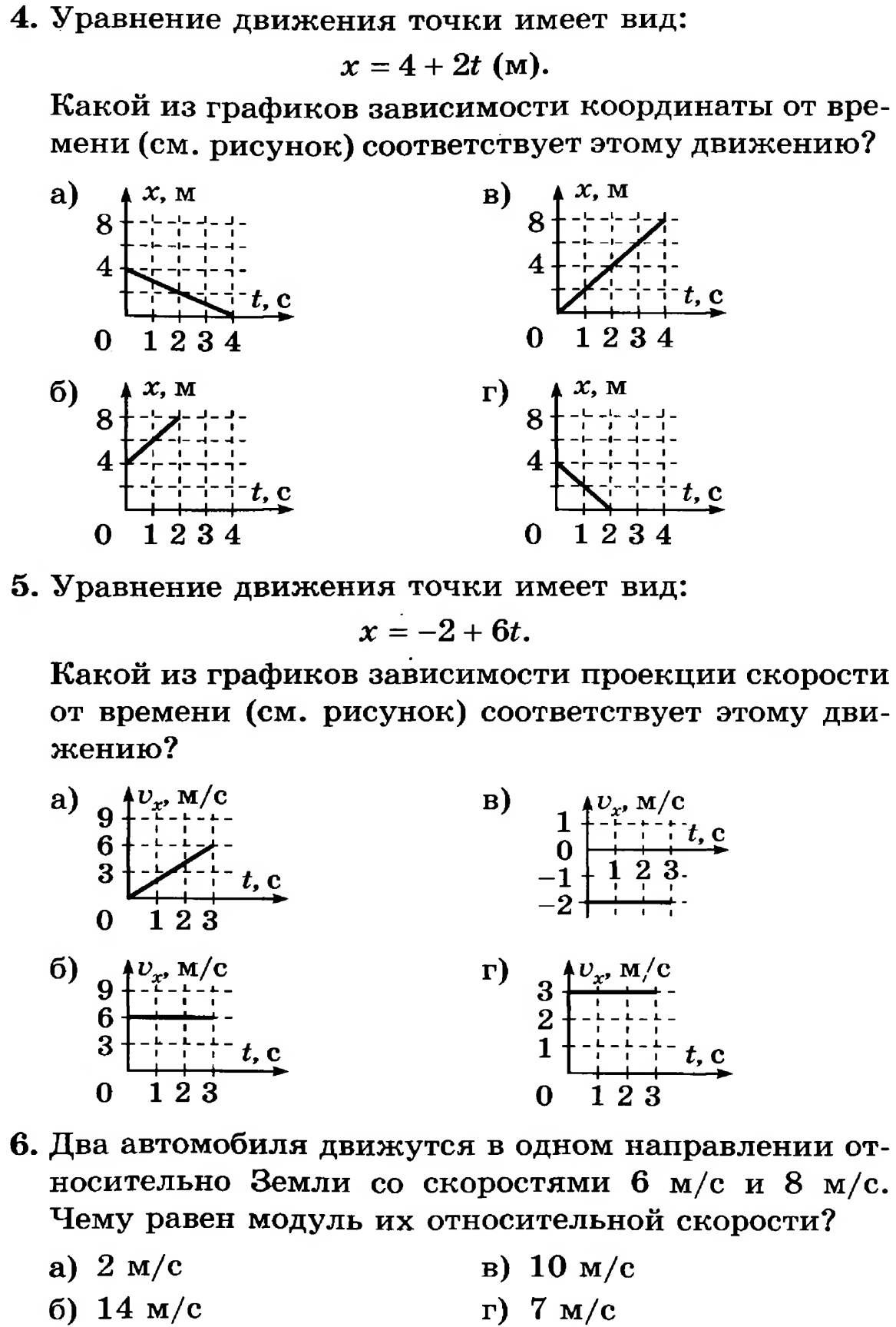 Какой график соответствует равномерному движению тела