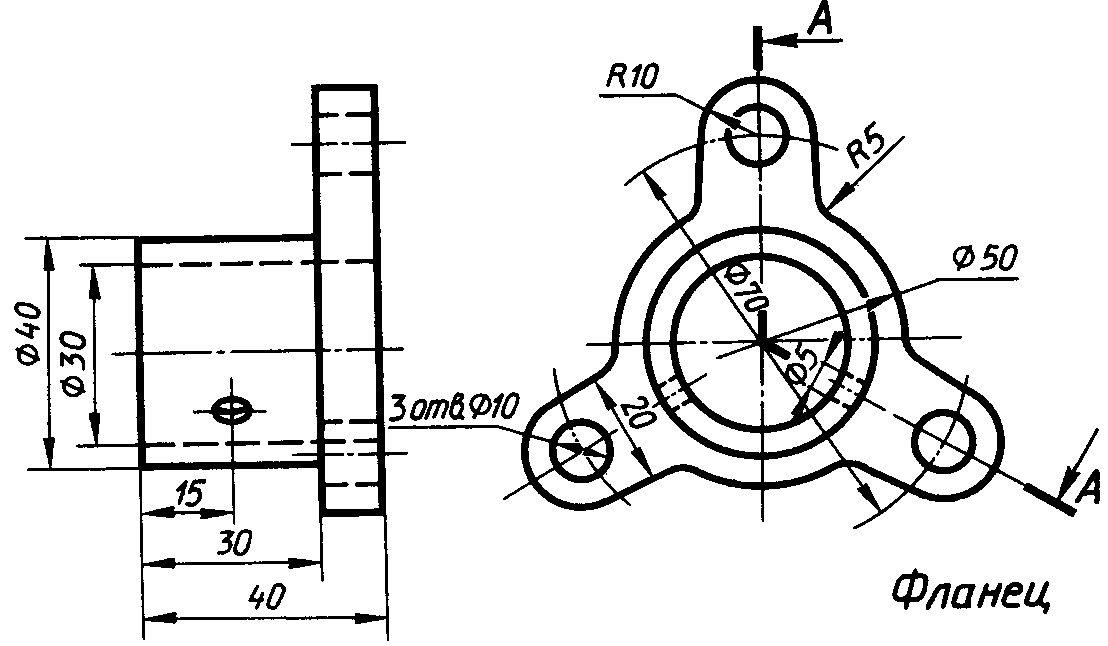 Фланец разрез чертеж