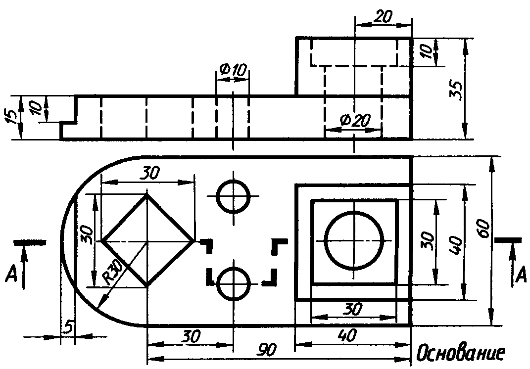 Разрез основания чертеж