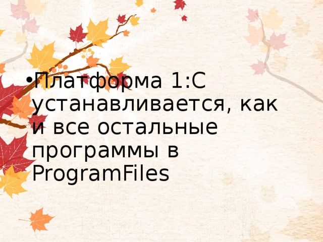 Платформа 1:С устанавливается, как и все остальные программы в ProgramFiles 