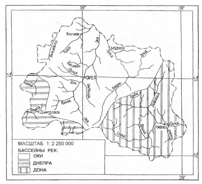 Карта рек орловской области