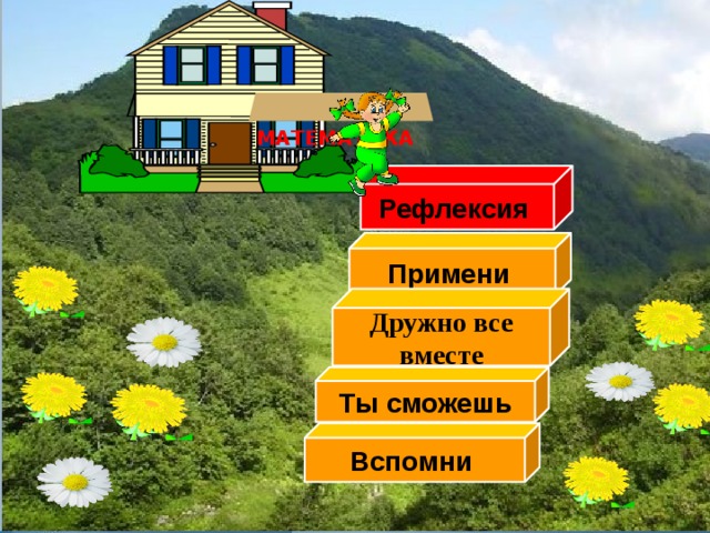   МАТЕМАТИКА Рефлексия  Примени  Дружно все вместе Ты сможешь Вспомни 15 