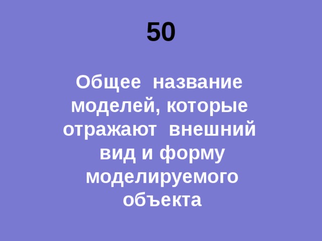 50 Общее название моделей, которые отражают внешний вид и форму моделируемого объекта 