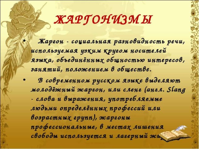Жаргонизмы с лексическим значением