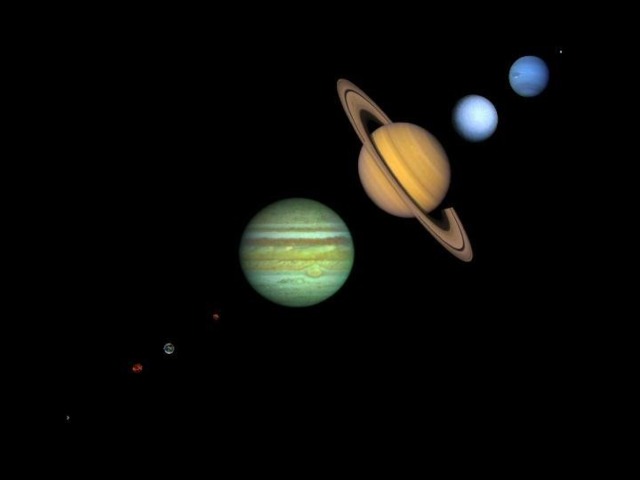 * a solar system is a star with orbiting bodies *Our star, Sol, has nine planets orbiting it *The inner solar system contains the sun, Mercury, Venus, Earth and Mars *The outer solar system contains Jupiter, Saturn, Uranus, Neptune and Pluto *The planets orbit (go round) the sun in ellipses. The time this takes is a planetary year *A planet is a major body that circles the sun. Smaller bodies orbiting the sun are called planetoids. Other bodies that orbit the sun include comets and asteroids *The planets all rotate about the sun in the same direction (counter-clockwise) *The planets of the sun all orbit in about the same plane *The inner planets are small and mostly composed of rock and iron *The outer planets (except Pluto) are large and mostly composed of gas (hydrogen and helium) and ice *One theory says that all the planets were formed at the same time from a condensing cloud of gas that also formed the sun. *We have recently found planets orbiting other stars 