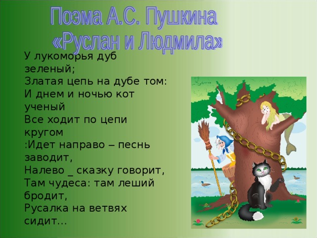 Вспомните вторую часть стихотворения у лукоморья дуб зеленый а с пушкина составьте план этой части