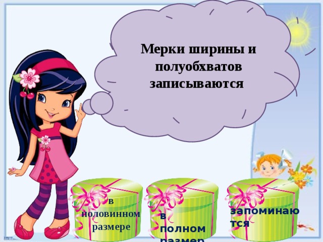 Мерки ширины и полуобхватов записываются в половинном размере запоминаются в полном размере 