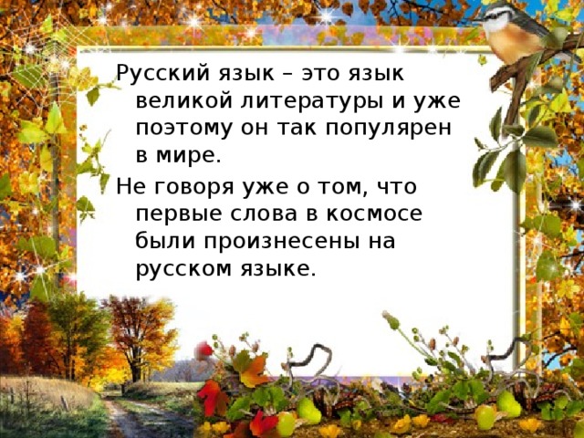 Русский язык – это язык великой литературы и уже поэтому он так популярен в мире. Не говоря уже о том, что первые слова в космосе были произнесены на русском языке. 