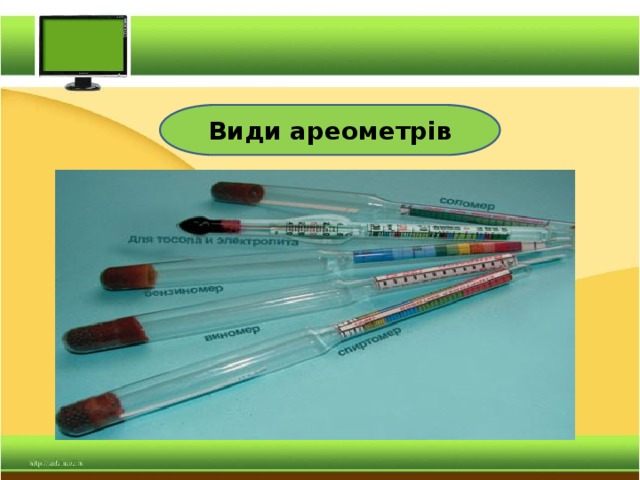 Види ареометрів