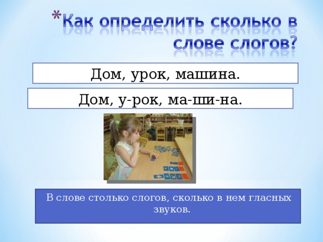 Как определить сколько в слове слогов 1 класс школа россии презентация