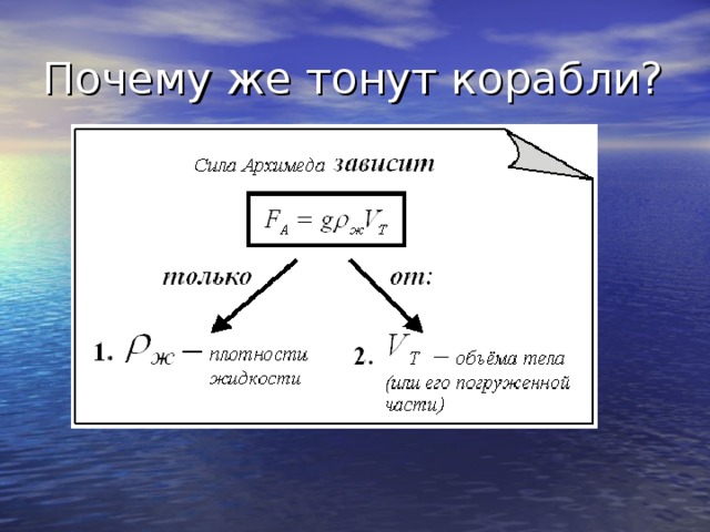 3 формулы силы архимеда. Сила Архимеда на судно. Сила Архимеда корабль. Зависимость силы Архимеда от объёма тела график. Тонула почему о.
