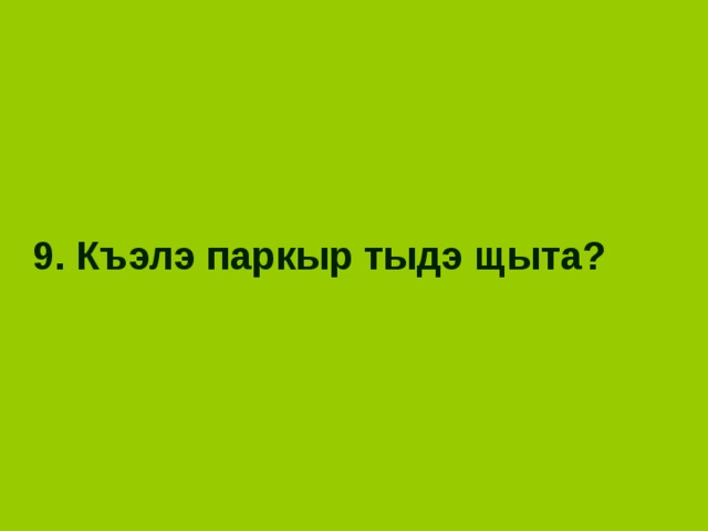 9. Къэлэ паркыр тыдэ щыта? 