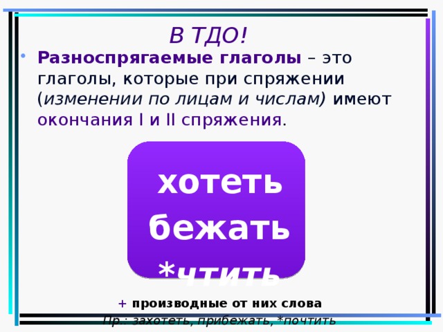 Разноспрягаемые глаголы 6 класс конспект урока презентация