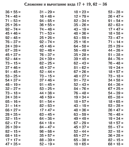 Тренажер математика 2 класс сложение вычитание. Карточки по математике 2 класс сложение и вычитание в пределах 100. Сложение и вычитание чисел до 100 тренажер. Сложение и вычитание вида 55+7 61-8. Примеры математика 2 класс сложение вычитание